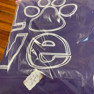 Purple love blanket. It has a paw print on it. Size is 50x60. Handmade.